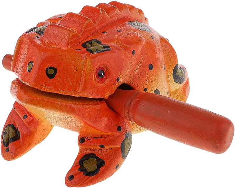 GOGHOST 3.5" Wooden Frog Guiro Rasp Instrument - Percussion Musical Tone Block Craft (Painted Orange) - Image 1